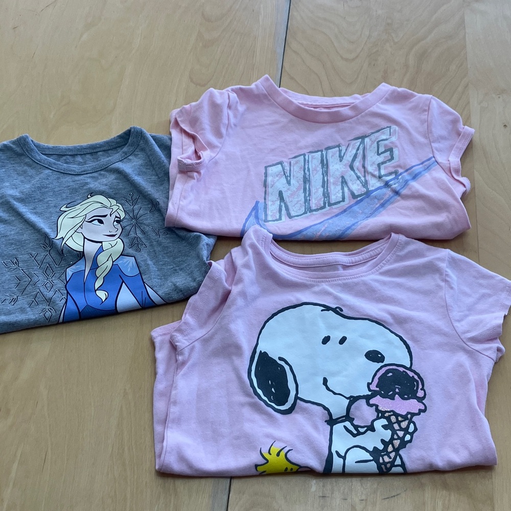 Nike , Disney Frozen, and Snoopy Graphic‎ T-Shirts size 6